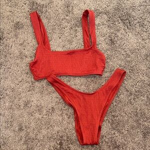Aerie ruched textured maroon burgundy bikini small/medium